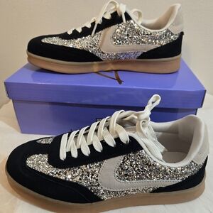 Liliana Glitter Sneakers with Black and Silver Accents